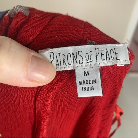 Patrons Of Peace Red Blue Floral Rayon Kimono Open Front M - Picture 4 of 8